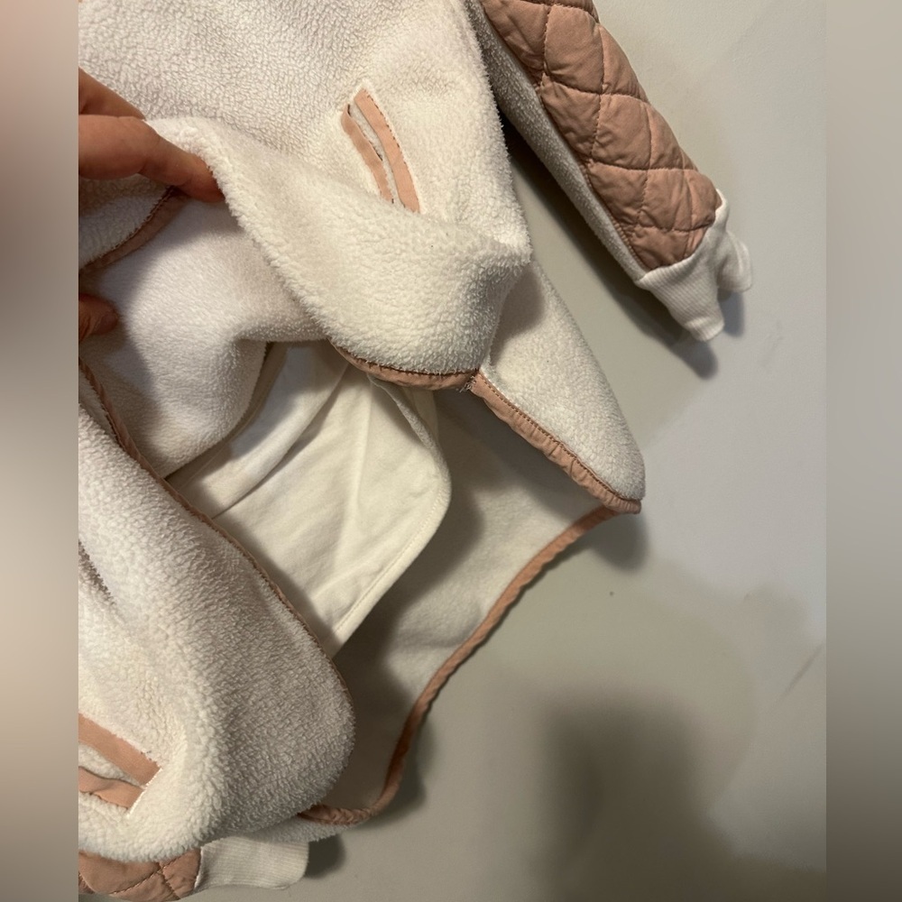 Abercrombie & Fitch Asymmetrical Snap Fleece Pullover White Blush Pink Size M - Picture 5 of 9